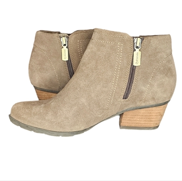 Blondo Waterproof Nubuck Leather Suede Block Heel 6.5W Bootie color mushroom - Picture 6 of 16